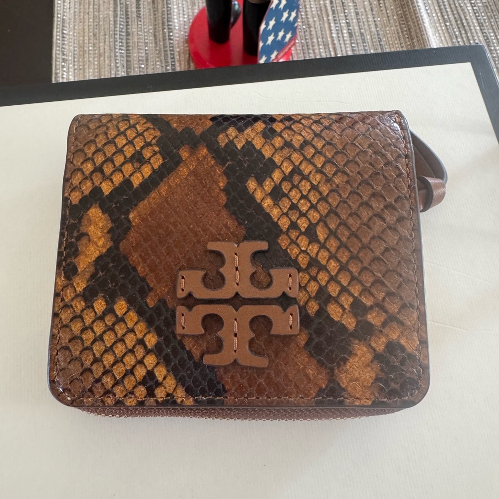 Tory Burch Brown and Black Snake Print Crossbody